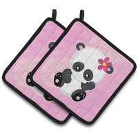 "Caroline's Treasures BB6799PTHD Hey Ya'll Panda Pair of Pot Holders, 7.5 x 7.5"", Multicolor"