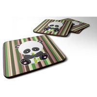 "Caroline's Treasures Bamboo Flute Panda Foam Coaster Set of 4, 3.5, Multicolor"