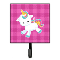 "Caroline's Treasures Pink Plaid Unicorn Wall Hook, Small, Multicolor"