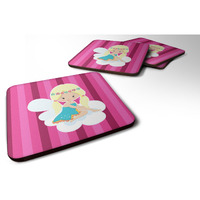 "Caroline's Treasures Blonde Fairy Foam Coaster Set of 4, 3.5, Multicolor"