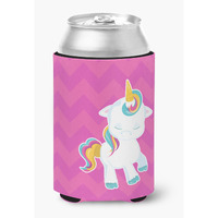 "Caroline's Treasures Pink Chevron Unicorn Can or Bottle Hugger, Can Hugger, Multicolor"