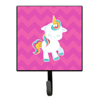 "Caroline's Treasures Pink Chevron Unicorn Wall Hook, Small, Multicolor"