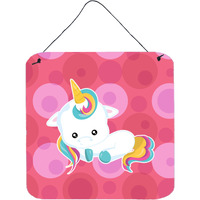 "Caroline's Treasures Polkadots Unicorn Metal Print, 6"" x 6"", Multicolor"