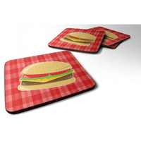 "Caroline's Treasures Hamburger Plaid Foam Coaster Set of 4, 3.5, Multicolor"