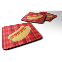 "Caroline's Treasures Hot Dog Plaid Foam Coaster Set of 4, 3.5, Multicolor"