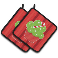 "Caroline's Treasures BB6814PTHD Christmas Cupcake Pair of Pot Holders, 7.5 x 7.5"", Multicolor"