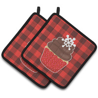 "Caroline's Treasures BB6817PTHD Christmas Cupcake Pair of Pot Holders, 7.5 x 7.5"", Multicolor"