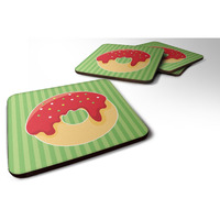 "Caroline's Treasures Christmas Donut Foam Coaster Set of 4, 3.5, Multicolor"