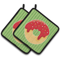 "Caroline's Treasures BB6818PTHD Christmas Donut Pair of Pot Holders, 7.5 x 7.5"", Multicolor"