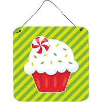 "Caroline's Treasures Christmas Pepermint Cupcake Metal Print, 6"" x 6"", Multicolor"