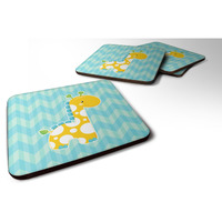 "Caroline's Treasures Boy Giraffe Foam Coaster Set of 4, 3.5, Multicolor"