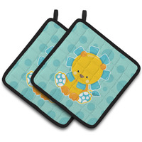 "Caroline's Treasures Boy Lion Pair of Pot Holders, 7.5 x 7.5, Multicolor"