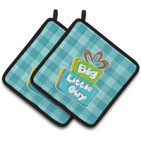 "Caroline's Treasures BB6825PTHD Boy Big Little Guy Pair of Pot Holders, 7.5 x 7.5"", Multicolor"