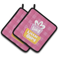 "Caroline's Treasures BB6826PTHD Big Little Girl Pair of Pot Holders, 7.5 x 7.5"", Multicolor"