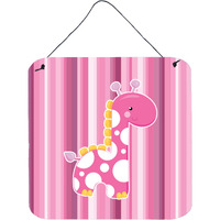 "Caroline's Treasures Girl Giraffe Metal Print, 6"" x 6"", Multicolor"