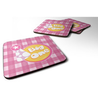 "Caroline's Treasures Girl Big One Foam Coaster Set of 4, 3.5, Multicolor"