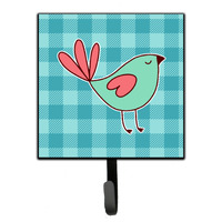 "Caroline's Treasures Bird on Blue Plaid Wall Hook, Small, Multicolor"