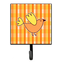 "Caroline's Treasures Bird on Orange Plaid Wall Hook, Small, Multicolor"