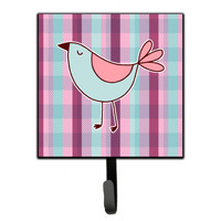 "Caroline's Treasures Bird on Purple Plaid Wall Hook, Small, Multicolor"
