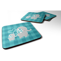 "Caroline's Treasures Mommy & Baby Elephant Foam Coaster Set of 4, 3.5, Multicolor"