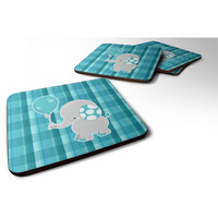 "Caroline's Treasures Elephant with Balloon Foam Coaster Set of 4, 3.5, Multicolor"