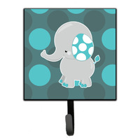 "Caroline's Treasures Polkadot Grey Elephant Wall Hook, Small, Multicolor"