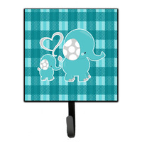 "Caroline's Treasures Plaid Momma and Baby Elephant Wall Hook, Small, Multicolor"
