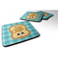 "Caroline's Treasures Peanut Butter Toast Foam Coaster Set of 4, 3.5, Multicolor"