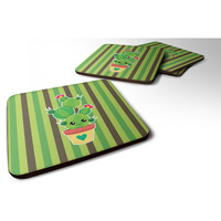 "Caroline's Treasures Cactus Stripe Foam Coaster Set of 4, 3.5, Multicolor"