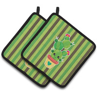 "Caroline's Treasures BB6847PTHD Cactus Stripe Pair of Pot Holders, 7.5 x 7.5"", Multicolor"