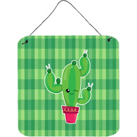 "Caroline's Treasures Cactus Plaid Metal Print, 6"" x 6"", Multicolor"