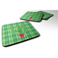 "Caroline's Treasures Cactus Plaid Foam Coaster, 3.5"", Multicolor"