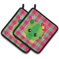 "Caroline's Treasures BB6849PTHD Cactus Peace Out Pair of Pot Holders, 7.5 x 7.5"", Multicolor"