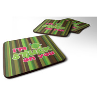 "Caroline's Treasures Cactus I'm Stuck on You Foam Coaster Set of 4, 3.5, Multicolor"