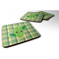 "Caroline's Treasures BB6852FC Cactus Plaid Foam Coaster Set of 4, 3.5"", Multicolor"