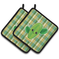 "Caroline's Treasures BB6852PTHD Cactus Plaid Pair of Pot Holders, 7.5 x 7.5"", Multicolor"