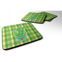 "Caroline's Treasures Cactus Striped Plaid Foam Coaster Set of 4, 3.5, Multicolor"