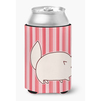 "Caroline's Treasures Cat Pink Stripes Can or Bottle Hugger, Can Hugger, Multicolor"