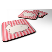 "Caroline's Treasures Cat Pink Stripes Foam Coaster Set of 4, 3.5, Multicolor"