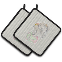 "Caroline's Treasures BB6859PTHD Circus Elephant Pair of Pot Holders, 7.5 x 7.5"", Multicolor"