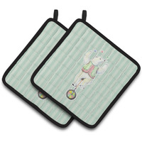 "Caroline's Treasures BB6861PTHD Circus Bear Pair of Pot Holders, 7.5 x 7.5"", Multicolor"