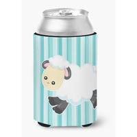"Caroline's Treasures Sheep On Blue Stripes Can or Bottle Hugger, Can Hugger, Multicolor"
