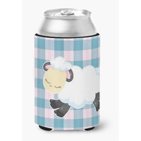 "Caroline's Treasures Sheep On Blue Gingham Can or Bottle Hugger, Can Hugger, Multicolor"