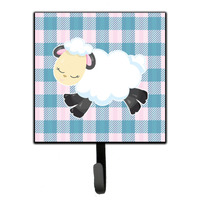 "Caroline's Treasures Sheep on Blue Gingham Wall Hook, Small, Multicolor"