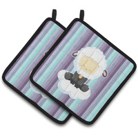 "Caroline's Treasures BB6875PTHD Sheep on Cloud Pair of Pot Holders, 7.5 x 7.5"", Multicolor"
