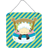 "Caroline's Treasures Sheep in Bed Metal Print, 6"" x 6"", Multicolor"