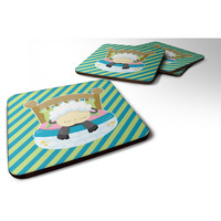 "Caroline's Treasures Sheep In Bed Foam Coaster Set of 4, 3.5, Multicolor"