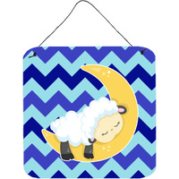 "Caroline's Treasures Sheep on Moon Chevron Metal Print, 6"" x 6"", Multicolor"