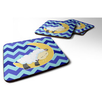 "Caroline's Treasures Sheep On Moon Chevron Foam Coaster Set of 4, 3.5, Multicolor"