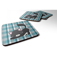 "Caroline's Treasures Little black Cat Kitten Foam Coaster Set of 4, 3.5, Multicolor"